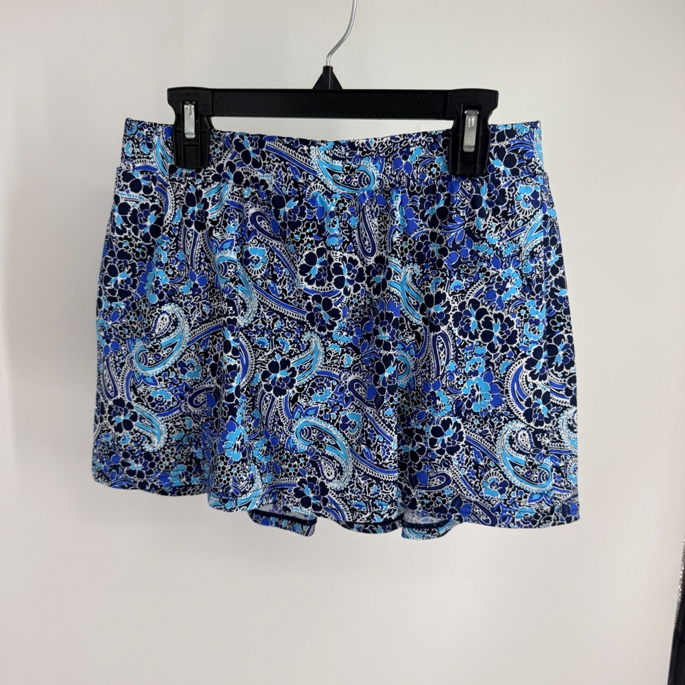 Miraclesuit x Talbots Blue Paisley Floral Light Control Swim Skirt 8 Bottom